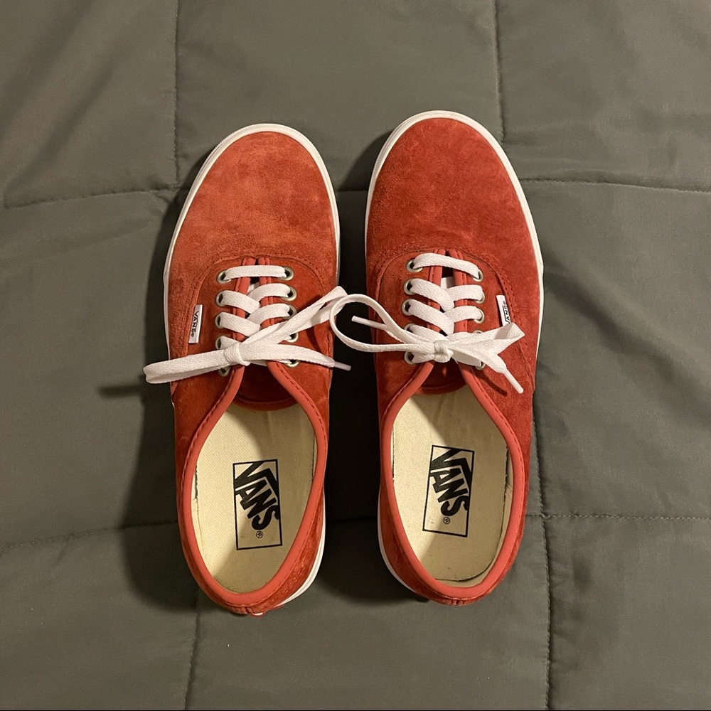 Red Suede Vans Authentic